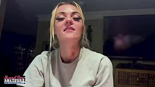 Petite Mature Blonde Sassy Rubs Nipples Deep Fingers Twat