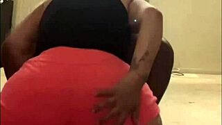 Thick-ass latina milf sucks big black cock from behind.