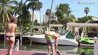 Lovely teen sluts have threesome outdoors