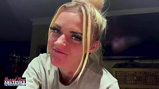 Petite Mature Blonde Sassy Rubs Nipples Deep Fingers Twat