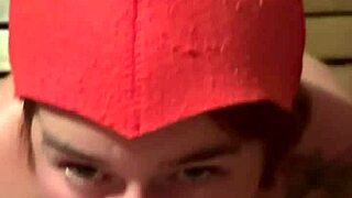 Intense Emotions in the Bathhouse as Redhead Sucks Cock, Swallowing Cum with Passion.