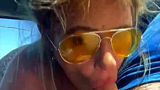 Blonde Slut Takes Huge Facial After Getting Fucked in Public