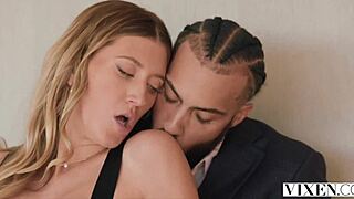 Gorgeous blonde salesgirl offers VIP client service