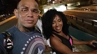 Bruna black risks outdoor sex with crossdresser.