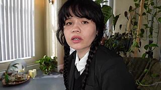 i'm wednesday addams takin' this huge dick deep, ft yhivi, in doggystyle and missionary, cummin' all over