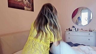 Look at that hot slut cleaning the room without panties on