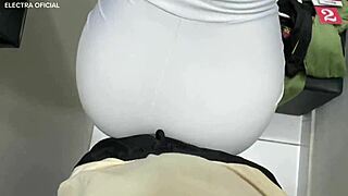 Latina Saleswoman Sucks Cock in Public Fitting Room