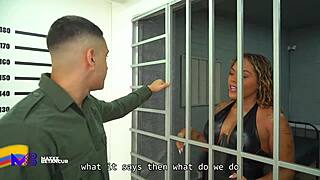 Policeman Rough Sex With Brunette Whore In Prison