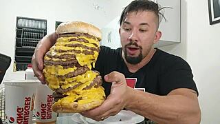 Milf enjoys a big burger king meal