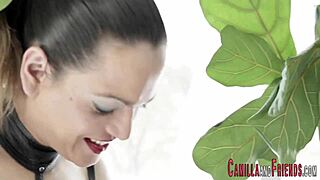 Fetish shemale nails butt in latex mask