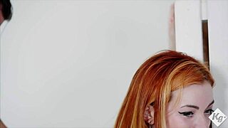 Big booty redhead cutie lola rose slobbers on fat cock suggestively