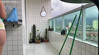 Watch this latina maid in tight shorts getting naughty on security camera in usa