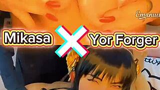 Yor Forger and Mikasa in cosplay moaning during doggystyle. Which one gives the naughtiest blowjob? 😈