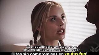 blonde stepdaughter sucks cock and fucks with spanish subtitles