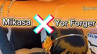 Yor Forger and Mikasa in cosplay moaning during doggystyle. Which one gives the naughtiest blowjob? 😈