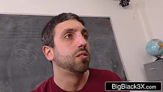 beautiful spanish teacher cuckolds geek with big black cock