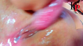 closeup of teen girls with big pussies kissing and spitting in amateur video