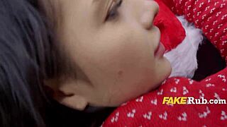 European Teen in Sexy Santa Outfit Delivers Christmas Gifts Publicly