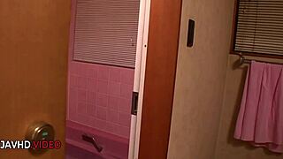 Appealing wife delivers pov blowjob in steamy bath tub