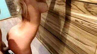 Monika Fox has fast sex and blowjob with her lover in the hallway