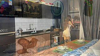 Friend's husband fucks me in kitchen 😏🍆