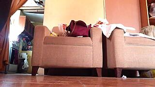 shemale struts in black high heels, teasing with every step