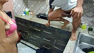 Indian desi bhabhi gets first time deepthroat and cowgirl in kitchen.