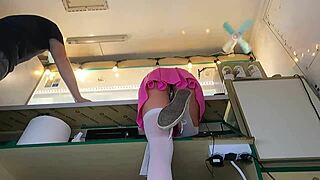 I couldn't resist myself and I had to kiss her naked ass at work when she's bent on a counter