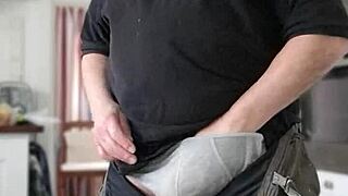 Chris the old man performs striptease with dirty talk