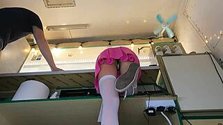 I couldn't resist myself and I had to kiss her naked ass at work when she's bent on a counter