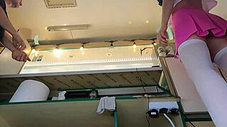 I couldn't resist myself and I had to kiss her naked ass at work when she's bent on a counter