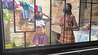 Mature Latina Housewives Create Homemade Videos After Laundry