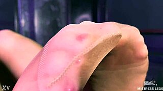 Beautiful Mistress Feet and Ass in Flesh-Colored Pantyhose Close Up