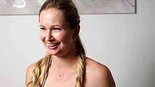 Beautiful woman inserts fingers into her wet ass