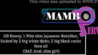 Slim japanese-brazilian girl gapes from big black cocks