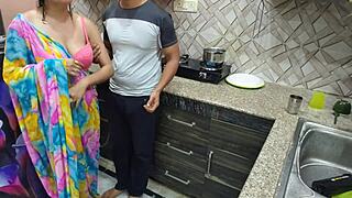 Indian desi bhabhi gets first time deepthroat and cowgirl in kitchen.