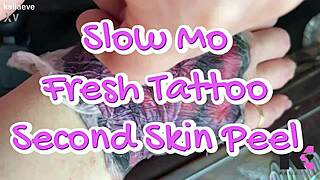 Slow Motion Fresh Tattoo Skin Peel