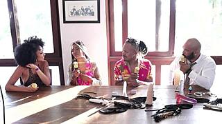 black couple from rio in sheer red amateurs