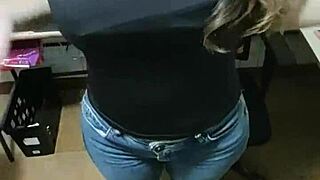 Young employee spends overtime sucking her boss's cock in the office