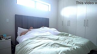 Stepson fakes being asleep while stepmom plays with his cock
