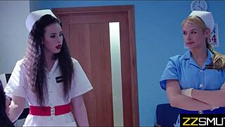 sketchy nurses lick pussy and have lesbian sex with patient in shady hospital