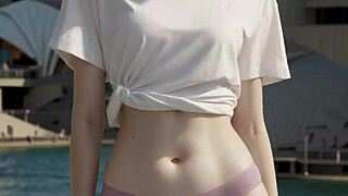 Modeling In Lingerie And Underwear At The Sydney Opera House