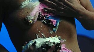 i made a messy food birthday cake for my mature milf fetish solo