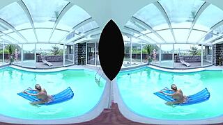 foursome with big tits and a pool, so wild!