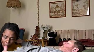 yo, this ebony amateur craves sucking cock in bedroom