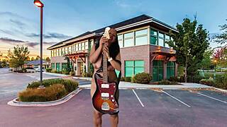 stripping and masturbating in the parking lot with toys and moaning