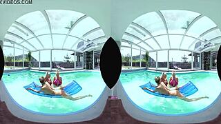 foursome with big tits and a pool, so wild!