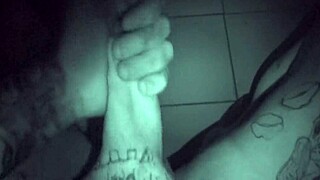 Enjoying A Late Night Tattoo Stroke Session