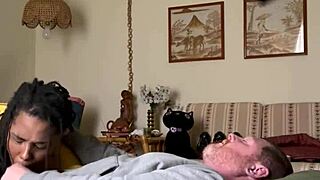 yo, this ebony amateur craves sucking cock in bedroom