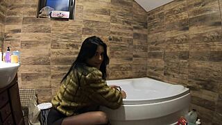 Milfycalla- Pee Play in Bathtub While Wearing a Fur Coat and Pantyhose- Preview